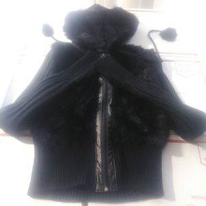 Jennyfer J Black Rabbit Fur Jacket